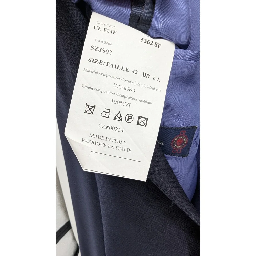 Ermenegildo Zegna Blazer Mens 42 Slim Fit‎ Navy Blue Wool Saks 5 Traveller Italy